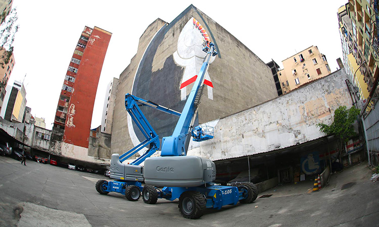 Genie telehandler on job site