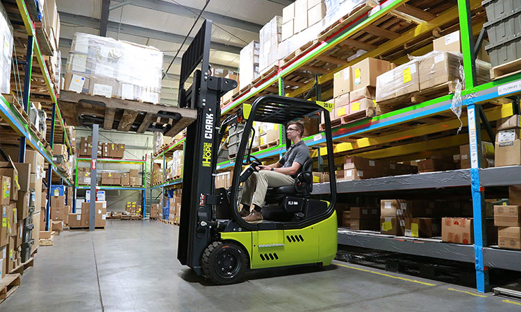Clark forklift in warehouse