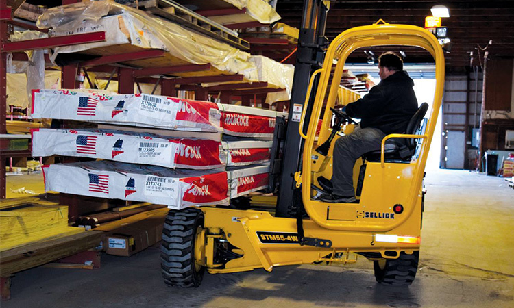 Sellick forklift moving materials