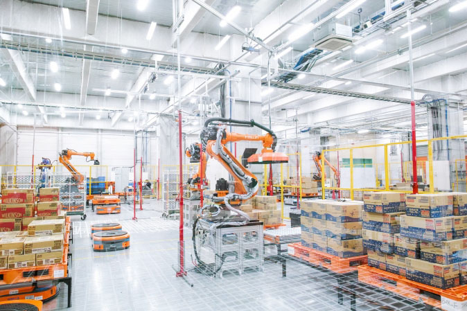 orange robotic arms