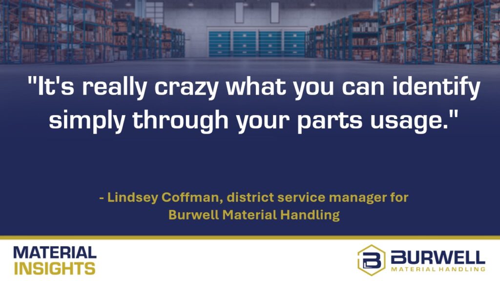 Parts consignment for forklift fleets parts usage trends