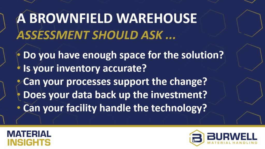 brownfield warehouse automation assessment questions